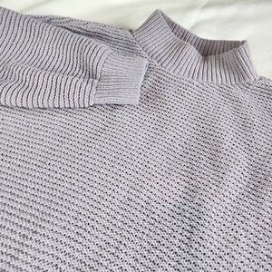 HOLLISTER Oversized Sweater Womens Large Gray Purple Chunky Knit Soft Crop Top
